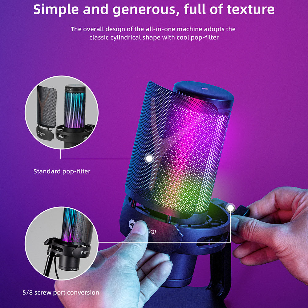 YANMAI GM7 RGB Gaming Condenser Mic Cell Phone Karaoke Microphone Real-Time Monitor Streaming Condenser Microphone YANMAI GM7 RGB Gaming Condenser Mic Cell Phone Karaoke Microphone Real-Time Monitor Streaming Condenser Microphone